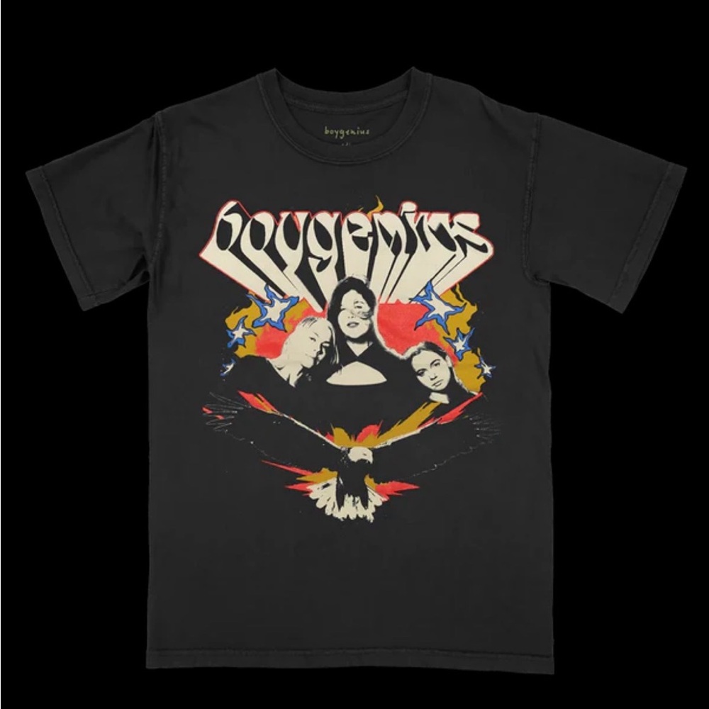 Black Graphic Boygenius Eagle merch T-Shirt